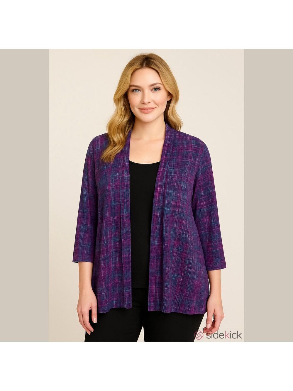 Margaret Lent Handwovens Cardigan Medium Purple Blue Vintage